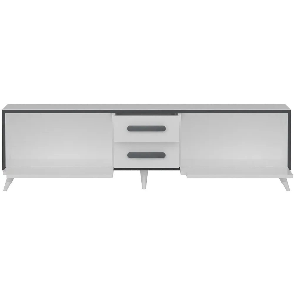 Tex Wide TV Unit with Storage - White, Anthracite