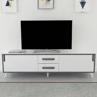 Tex Wide TV Unit with Storage - White, Anthracite