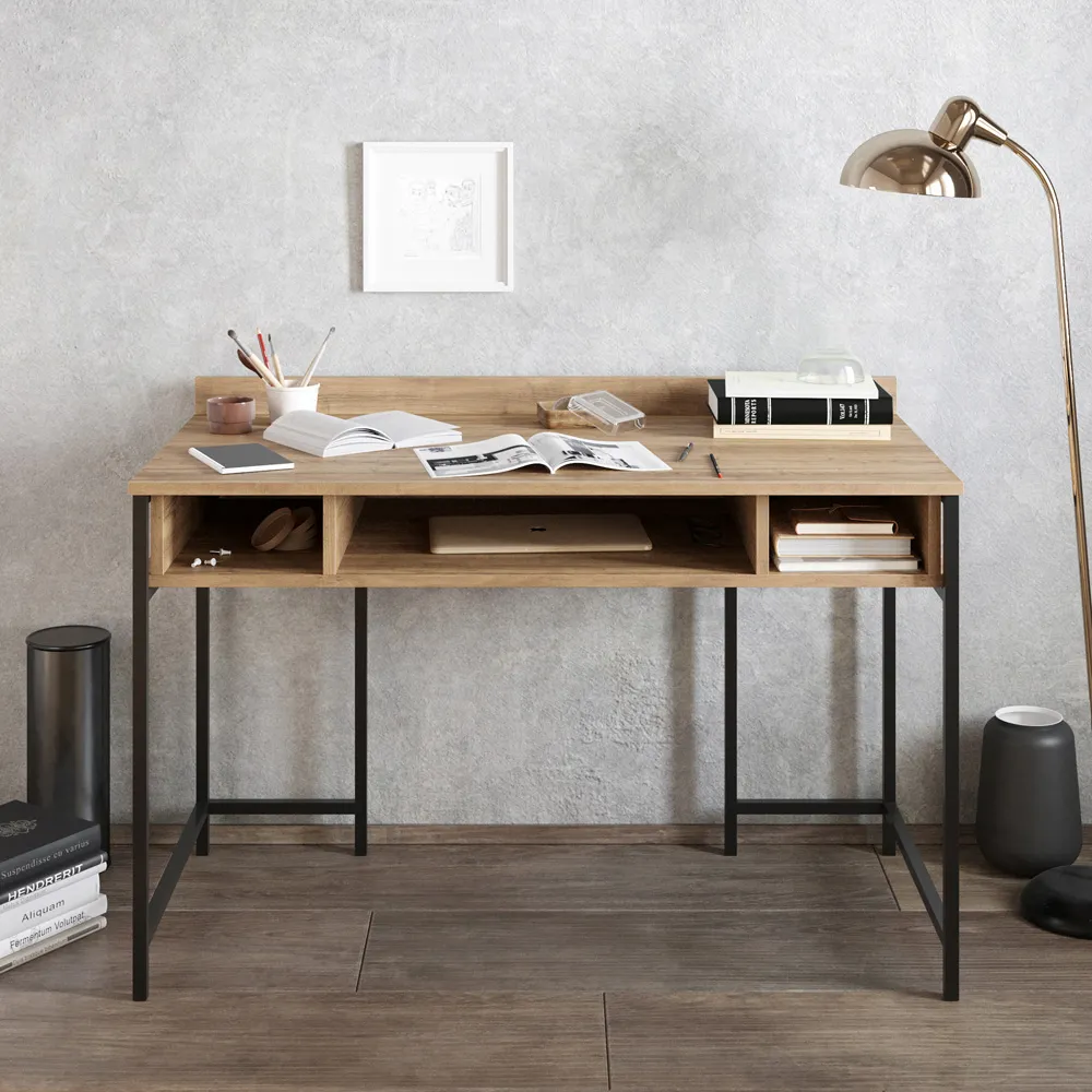 Tumata 3 Shelf Study Desk - Walnut
