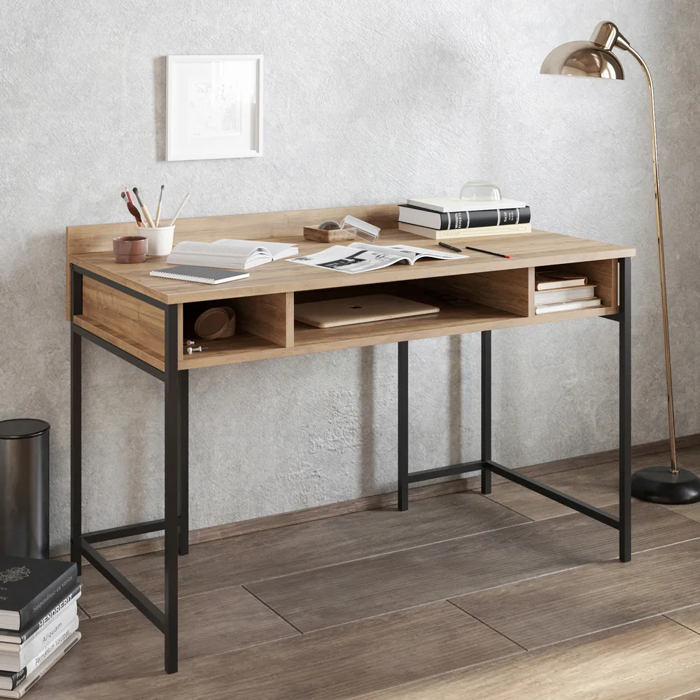 Tumata 3 Shelf Study Desk - Walnut