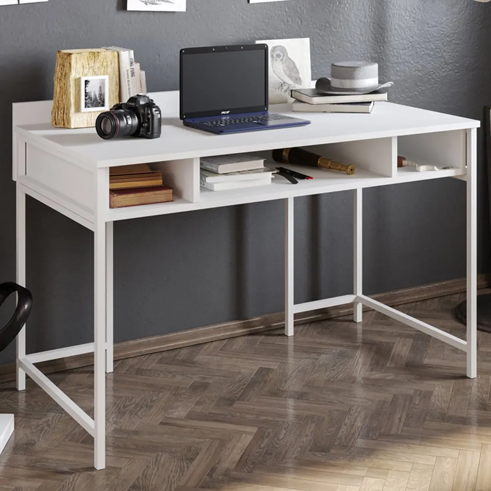 Tumata 3 Shelf Study Desk - White