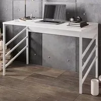 Tuna Study Desk with Front Bar - White