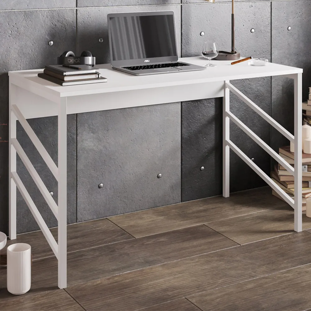 Tuna Study Desk with Front Bar - White