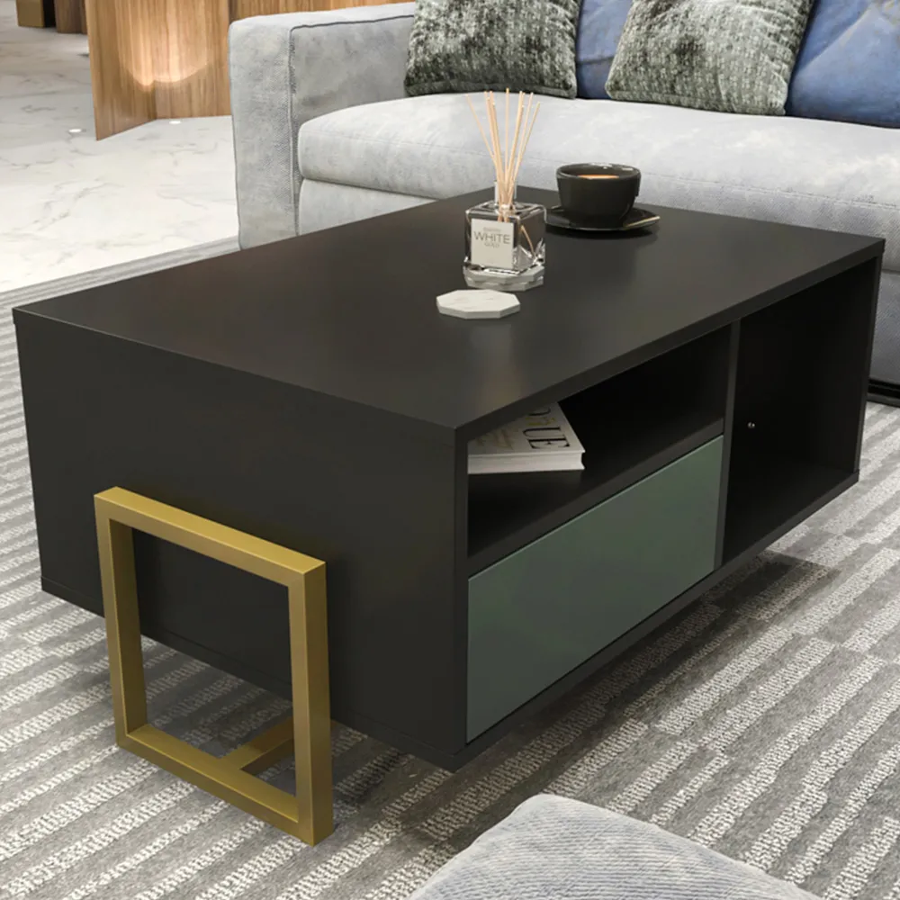 Utopie 2 Door Coffee Table with Storage - Black, Green image