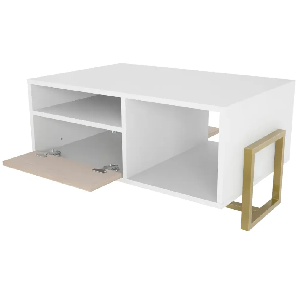 Utopie 2 Door Coffee Table with Storage - White, Beige