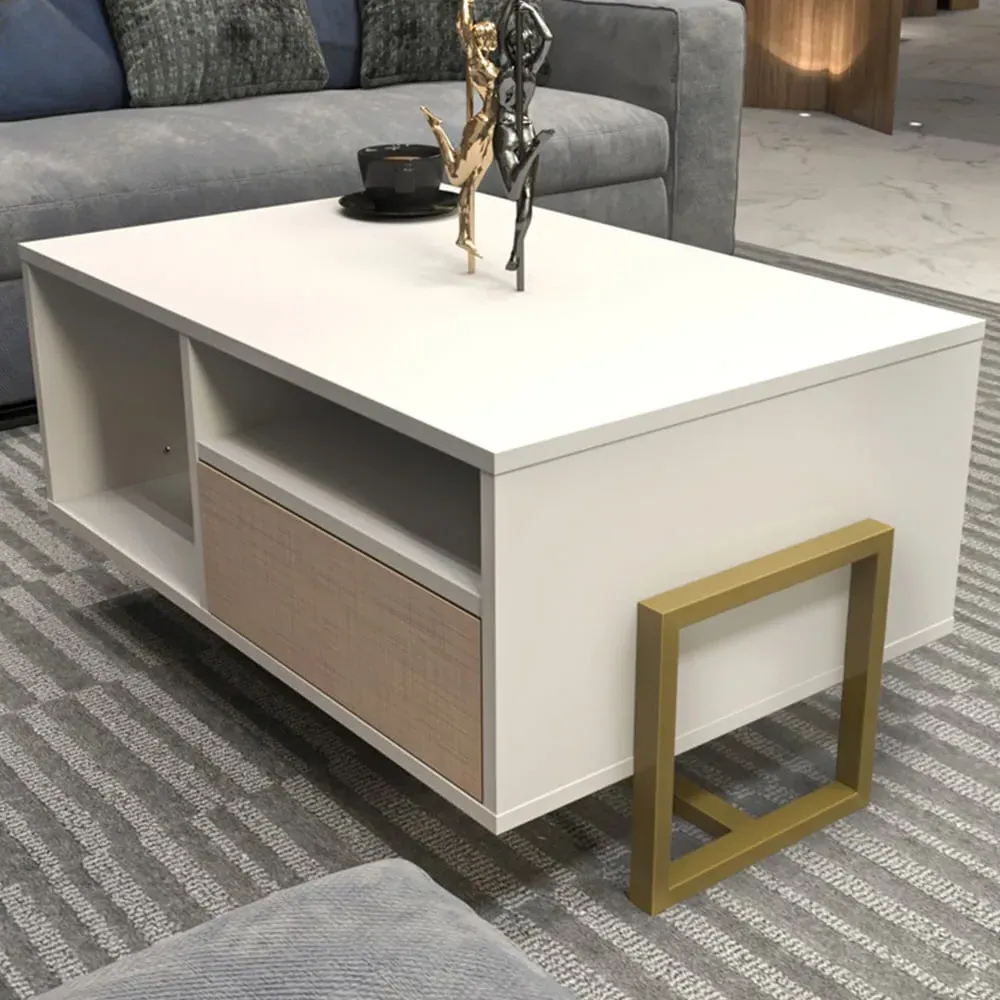Utopie 2 Door Coffee Table with Storage - White, Beige