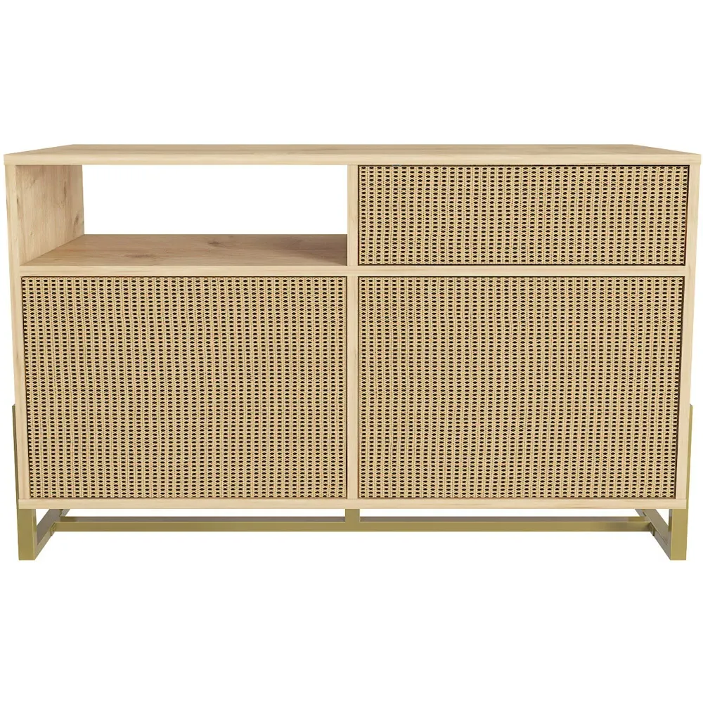 Utopie 3 Door Storage Cabinet with Shelf - Oak, Rattan