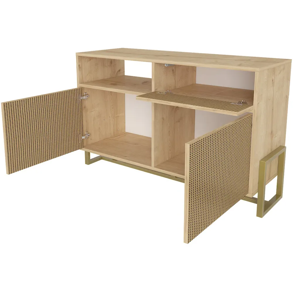 Utopie 3 Door Storage Cabinet with Shelf - Oak, Rattan