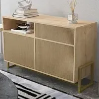 Utopie 3 Door Storage Cabinet with Shelf - Oak, Rattan