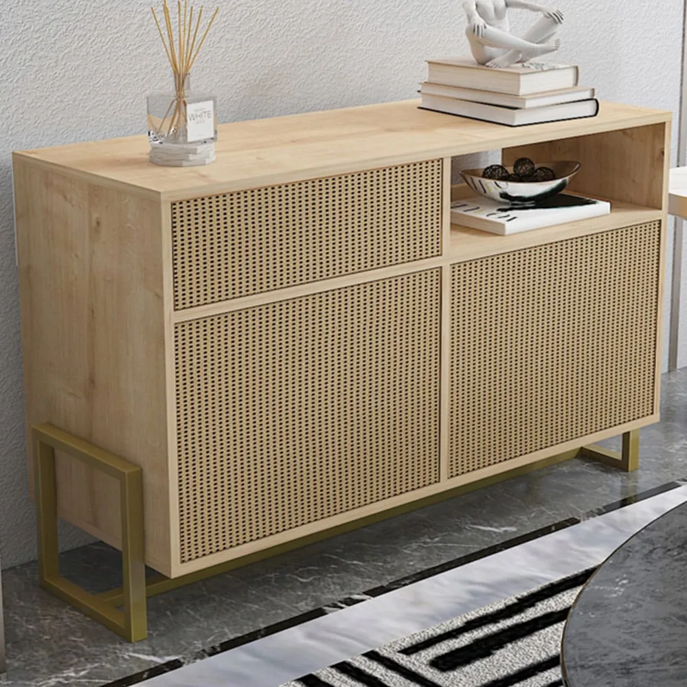 Utopie 3 Door Storage Cabinet with Shelf - Oak, Rattan