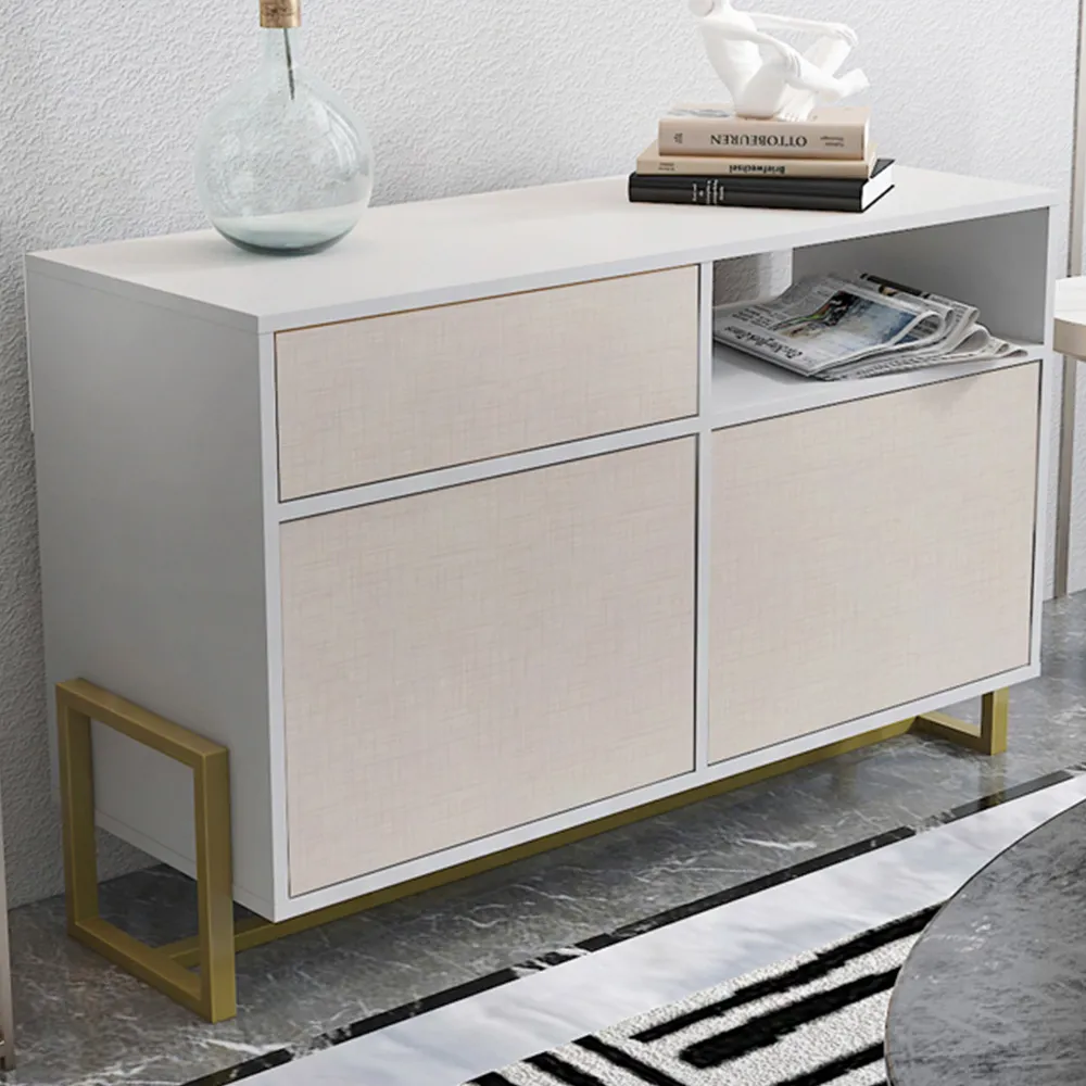 Utopie 3 Door Storage Cabinet with Shelf - White, Beige