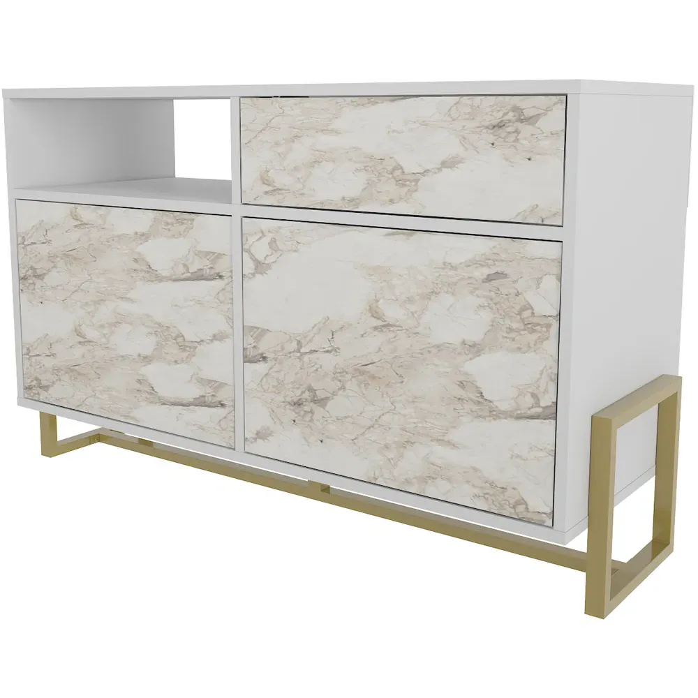Utopie 3 Door Storage Cabinet with Shelf - White Marble