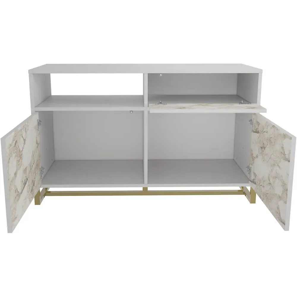 Utopie 3 Door Storage Cabinet with Shelf - White Marble