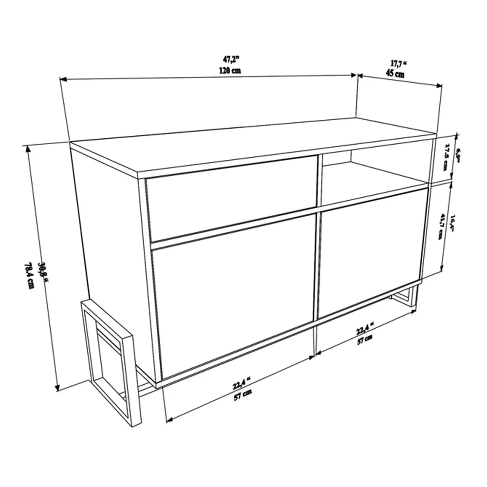 Utopie 3 Door Storage Cabinet with Shelf - White Marble