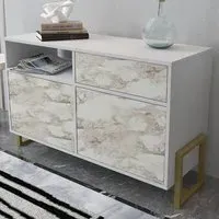 Utopie 3 Door Storage Cabinet with Shelf - White Marble