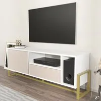 Utopie TV Unit with Drawer and Door - White, Beige