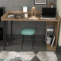 Vanessa 2 Shelf Computer Desk with Solid Legs - Walnut, Black