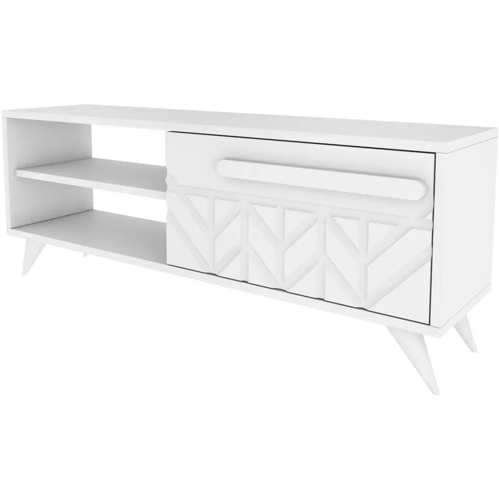 Venice Single Door TV Unit with Storage - White