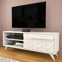 Venice Single Door TV Unit with Storage - White