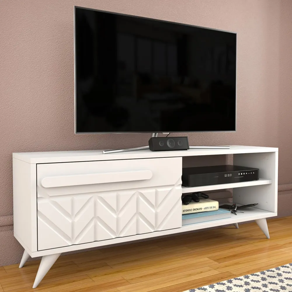 Venice Single Door TV Unit with Storage - White image