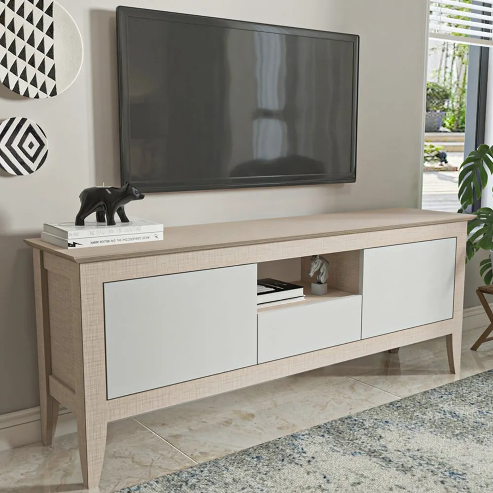 Verde 3 Door TV Unit with Storage - Beige, Particle Board image