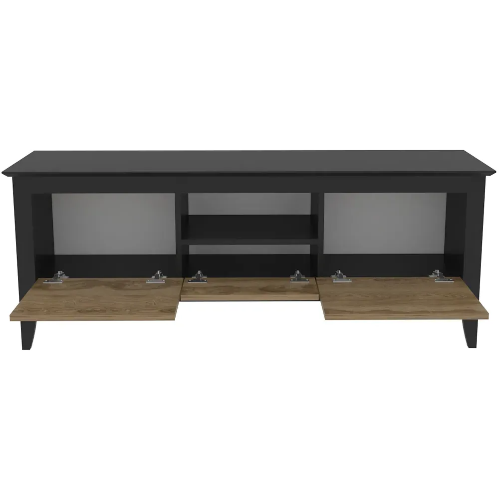 Verde 3 Door TV Unit with Storage - Black, Particle Board