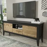 Verde 3 Door TV Unit with Storage - Black, Particle Board