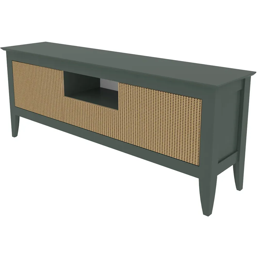 Verde 3 Door TV Unit with Storage - Green, Particle Board