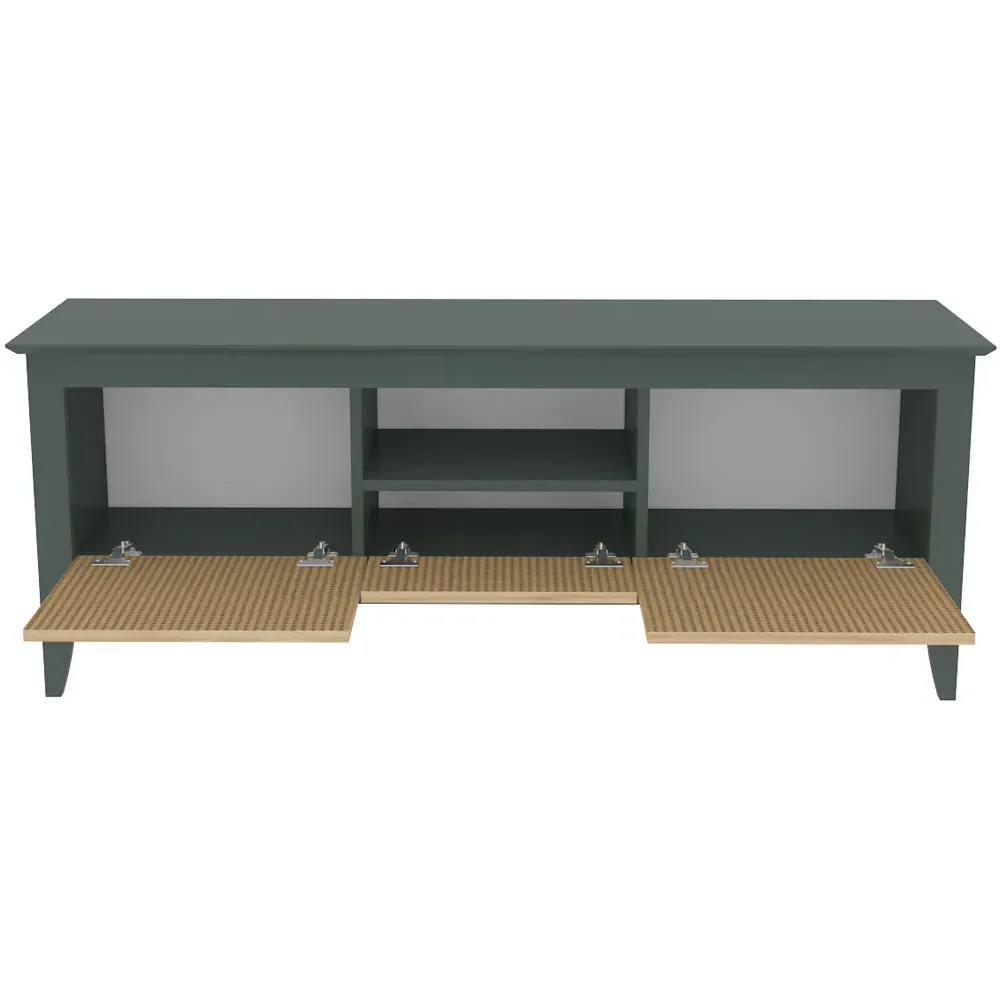 Verde 3 Door TV Unit with Storage - Green, Particle Board