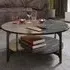 Versy Round Coffee Table with Shelf - Black, Marble Effect