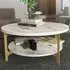 Versy Round Coffee Table with Shelf - White, Marble Effect