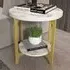 Versy Round End Table - White Marble Effect, Gold
