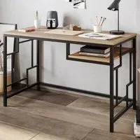 Victory Wide Study Desk with Shelf - Black, Walnut