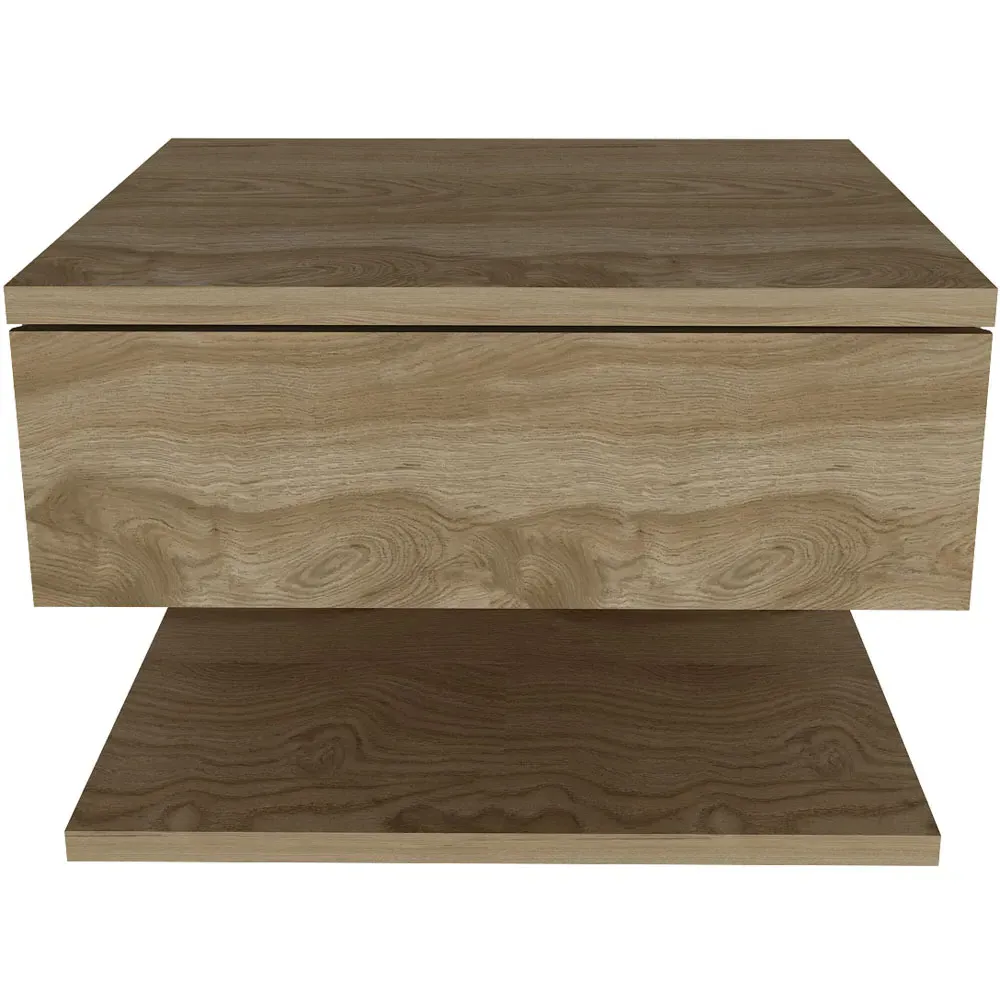 Vivid Single Drawer Bedside Table - Gold, Sapphire Oak