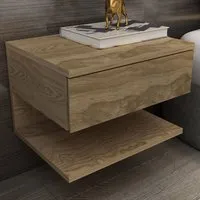 Vivid Single Drawer Bedside Table - Gold, Sapphire Oak