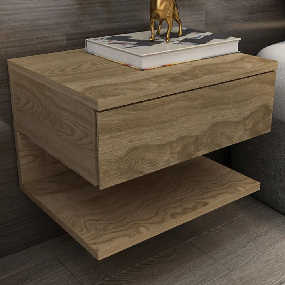 Vivid Single Drawer Bedside Table - Gold, Sapphire Oak image