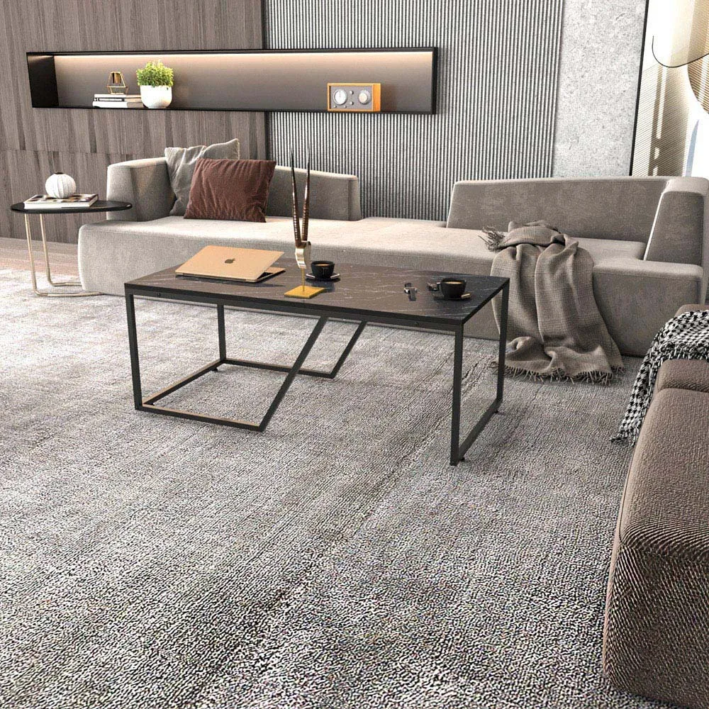 Wendy Rectangular Coffee Table - Black, Marble Effect