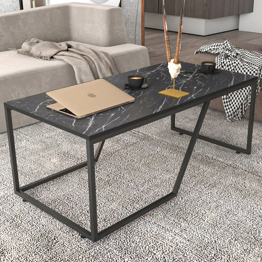Wendy Rectangular Coffee Table - Black, Marble Effect image