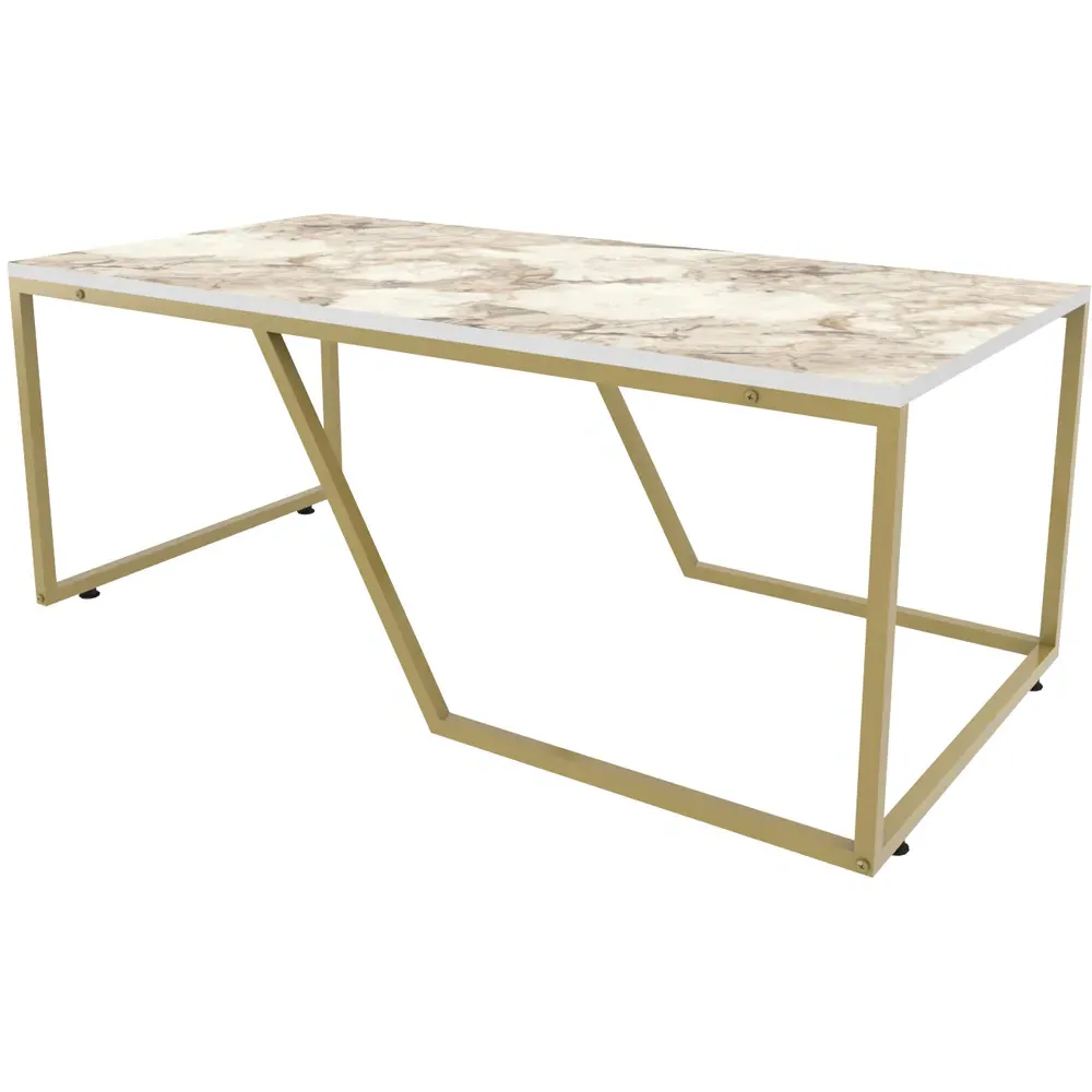 Wendy Rectangular Coffee Table - White, Marble Effect