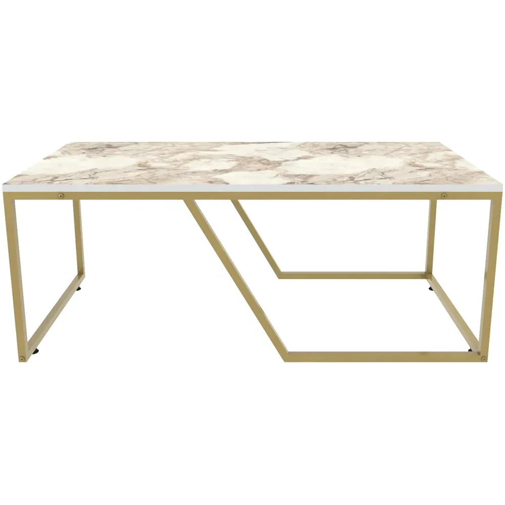 Wendy Rectangular Coffee Table - White, Marble Effect