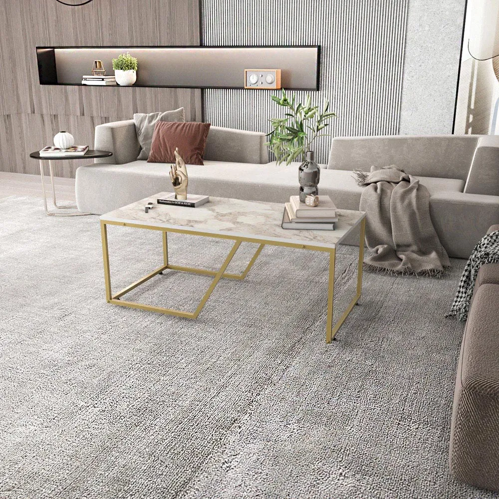 Wendy Rectangular Coffee Table - White, Marble Effect