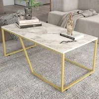 Wendy Rectangular Coffee Table - White, Marble Effect