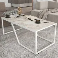 Wendy Rectangular Coffee Table - White, Marble Effect
