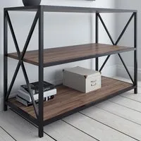 Xena 2 Shelf X-Frame TV Unit - Walnut, Metal