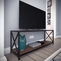 Xena Single Shelf X-Frame TV Unit - Walnut, Metal