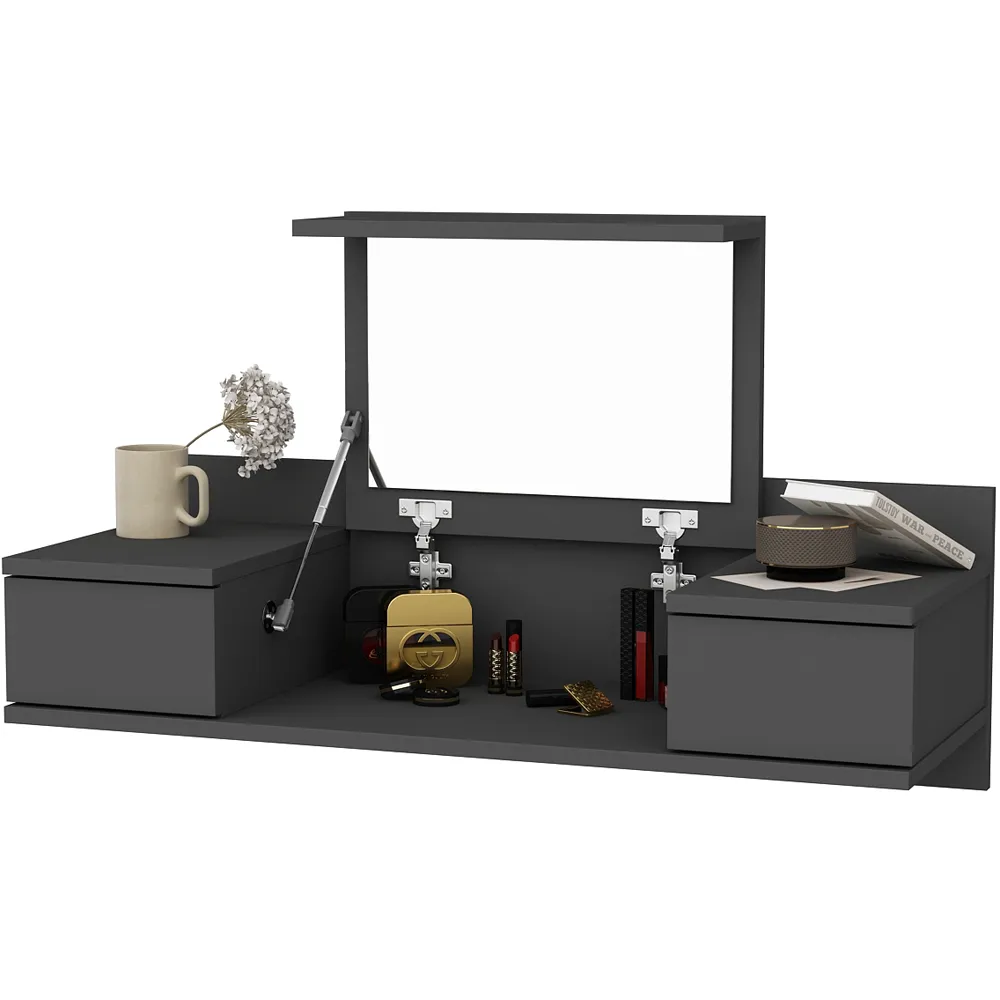 Zenn 2 Drawer Floating Vanity Table - Black