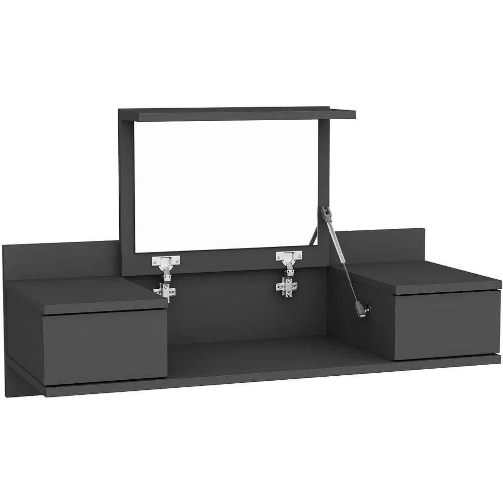 Zenn 2 Drawer Floating Vanity Table - Black