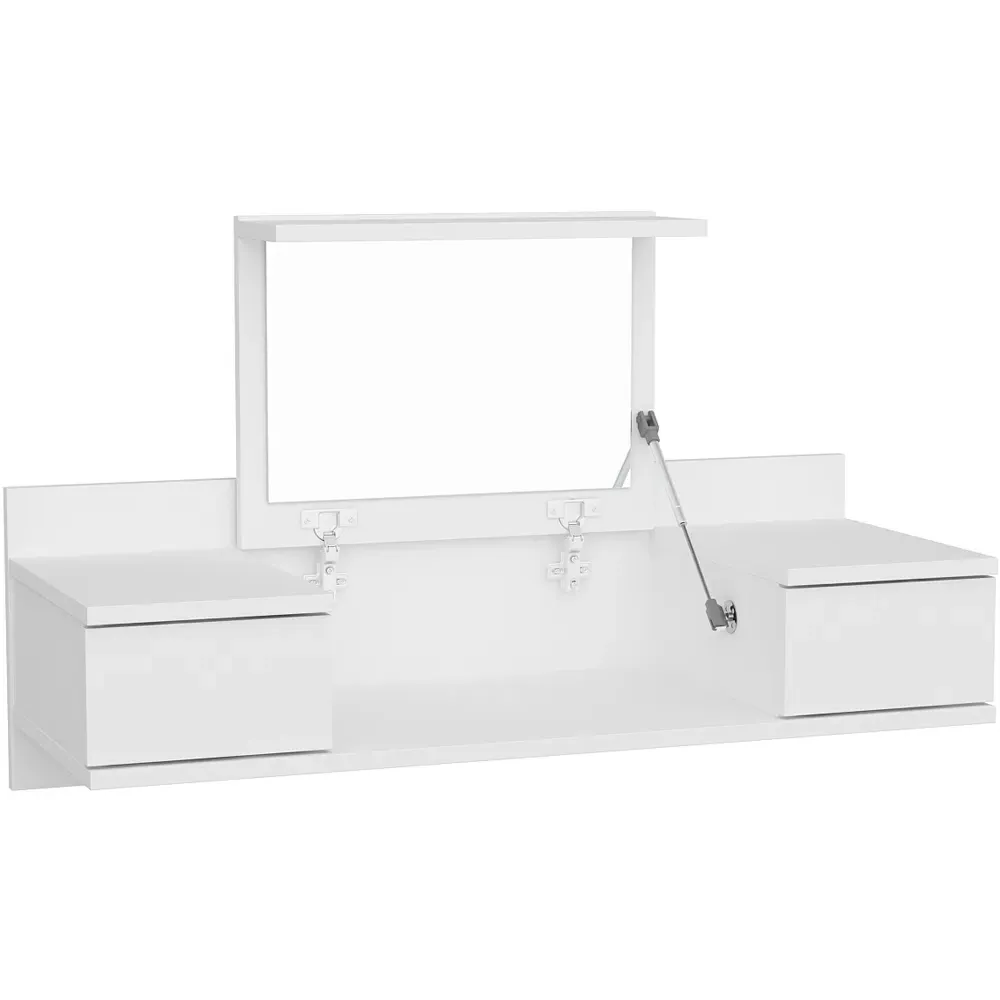 Zenn 2 Drawer Floating Vanity Table - White