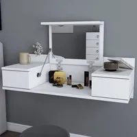 Zenn 2 Drawer Floating Vanity Table - White