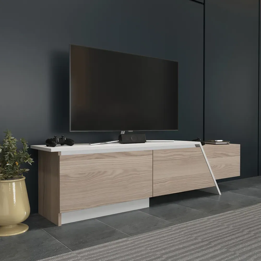 Zonas 3 Door TV Unit with Storage - Cordoba, White